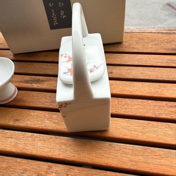 Arita Porcelain Tea Set With Floral Bird Design & Box - Picture 5 of 11